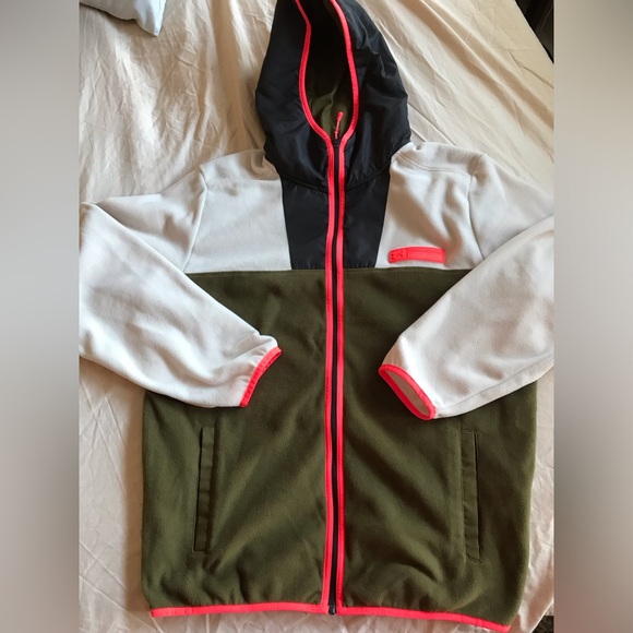 Under Armour Performance Polartec Jacket White Black Olive Neon Orange Trim